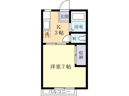 マイシティライフ16番館(1K/1階)の間取り写真