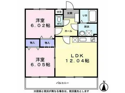 ロワゾブルー(2LDK/1階)の間取り写真
