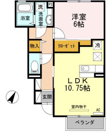 サワディー ファン バーンA(1LDK/1階)の間取り写真