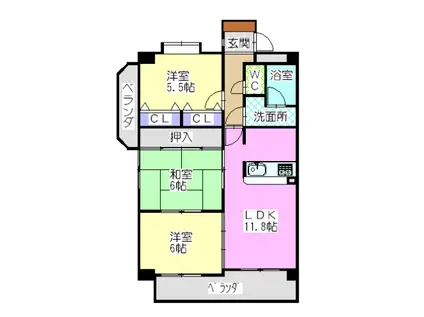 WING 95(3LDK/2階)の間取り写真