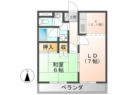 ラヴェールエスポアI(1LDK/2階)の間取り写真