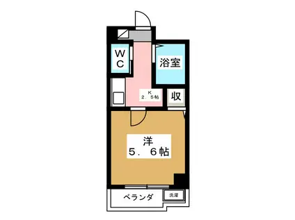 六軒町壱番館(1K/3階)の間取り写真