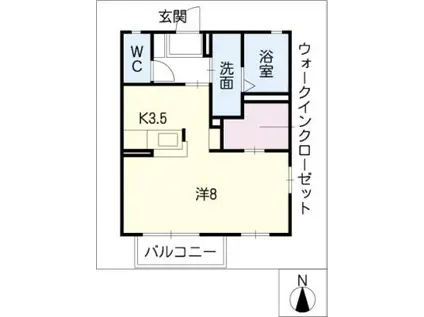 アルカンシェル(1K/1階)の間取り写真