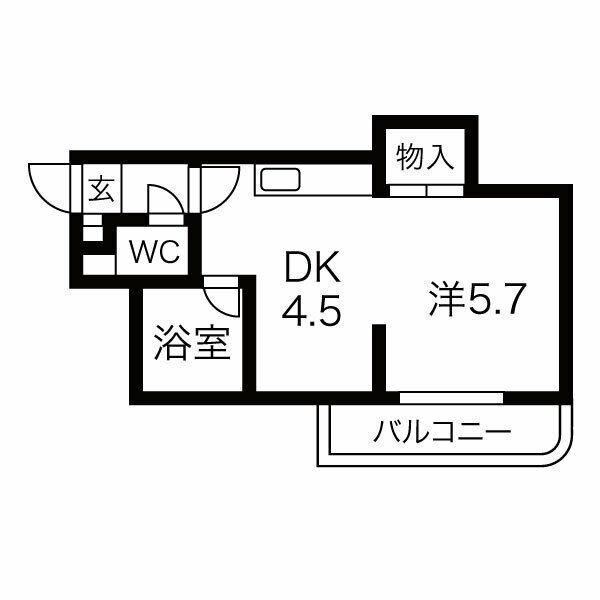 オルセー栄通(1DK/4階)の間取り写真