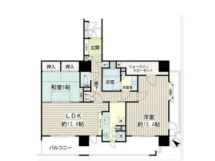 イクス川崎ザ・タワー(2LDK/13階)の間取り写真
