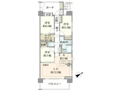 クレストプライムレジデンス アベニュー壱番街(3LDK/5階)の間取り写真