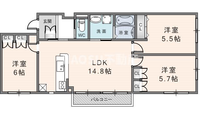 CASA CANELE(3LDK/2階)の間取り写真