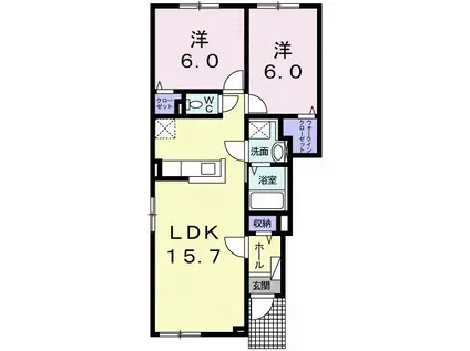 サイド3(2LDK/1階)の間取り写真
