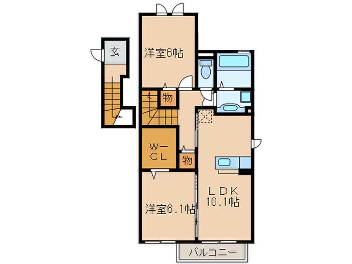 ヴィルヌーブ(2LDK/2階)の間取り写真
