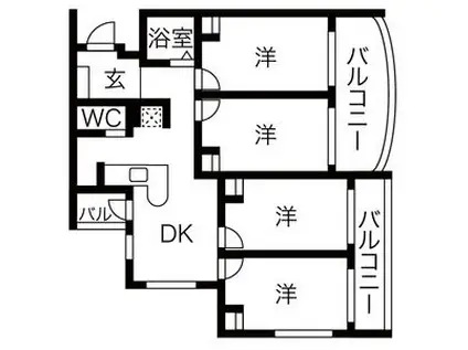 コンセール妙音通(4DK/1階)の間取り写真