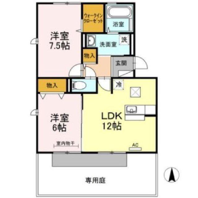 ヴィータ フェリーチェ(2LDK/1階)の間取り写真