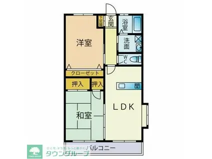 武美ハイツ(2LDK/2階)の間取り写真