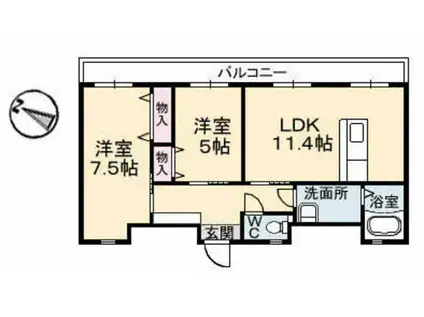 C.C.COURT五日市駅前(2LDK/5階)の間取り写真