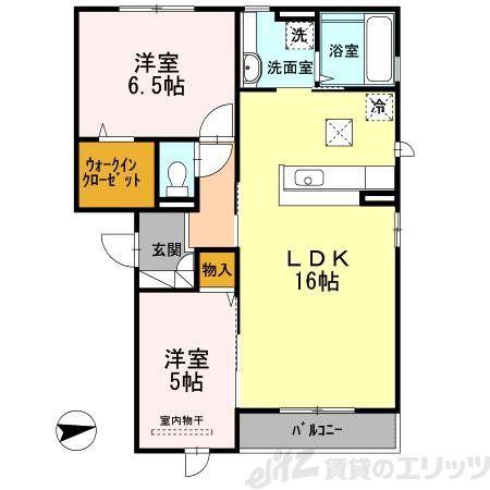プルメリア(2LDK/1階)の間取り写真