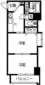 リードIN南郡元(2K/10階)の間取り写真