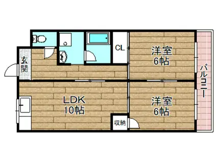 レジデントヒラノ(2LDK/2階)の間取り写真