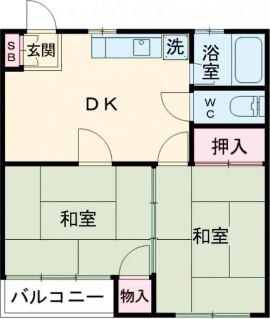 ファミーユ落合(2DK/2階)の間取り写真