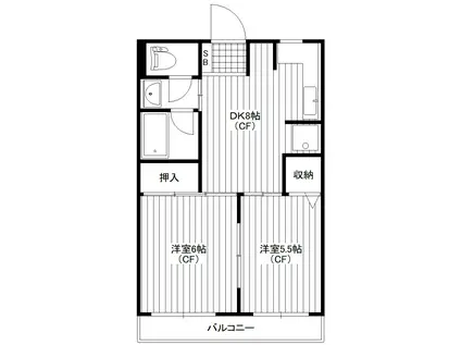梶ヶ谷リベール(2DK/4階)の間取り写真