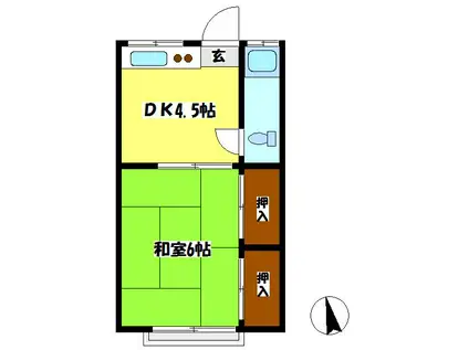 メゾンド北小金(1DK/1階)の間取り写真