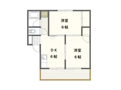 ルネコート郡山(2DK/3階)の間取り写真