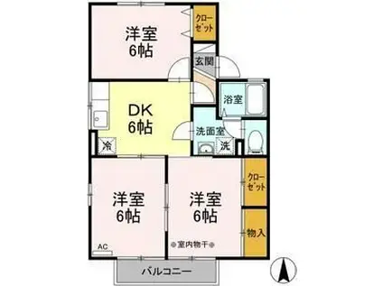 コーポ・リッチモンド A(3DK/2階)の間取り写真