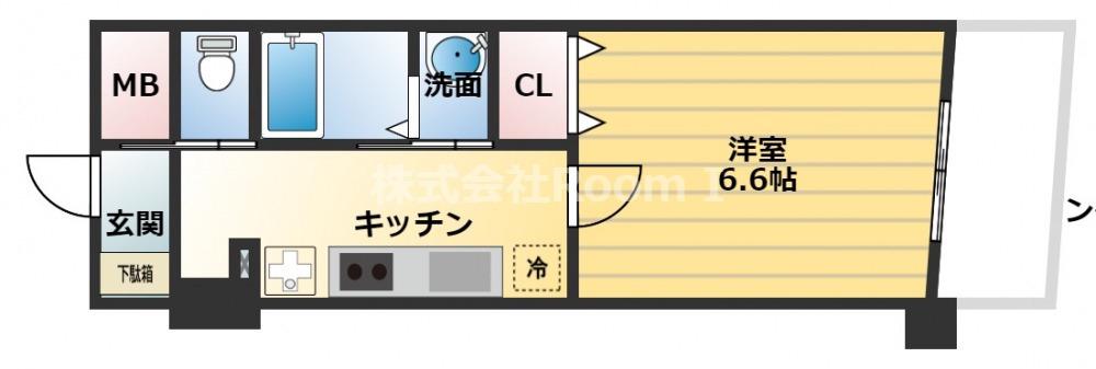 シャトーアスティナ高麗橋(1K/7階)の間取り写真