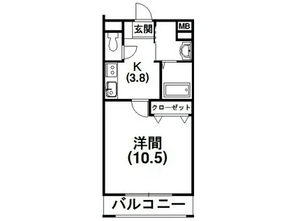 ソフィアガーデン(1K/3階)の間取り写真
