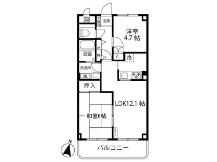 ライリッヒ・フーガ(2LDK/2階)の間取り写真