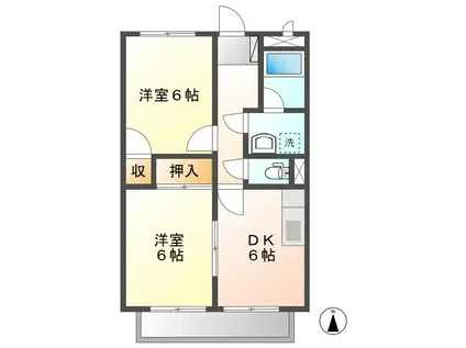 サープラスエバーグリーン(2DK/2階)の間取り写真