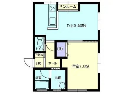 デビィ.ムクト(1DK/2階)の間取り写真