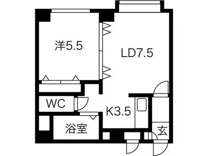 カナディアンホームビル(1LDK/3階)の間取り写真