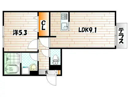 D-ROOM守恒(1LDK/3階)の間取り写真