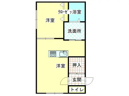 MERCI(1LDK/2階)の間取り写真