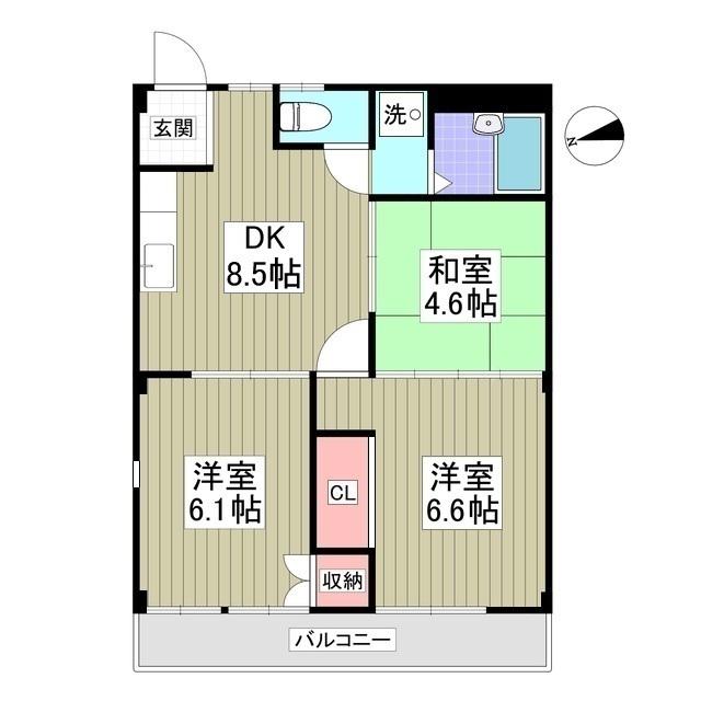 メゾンサクセスB(3DK/1階)の間取り写真