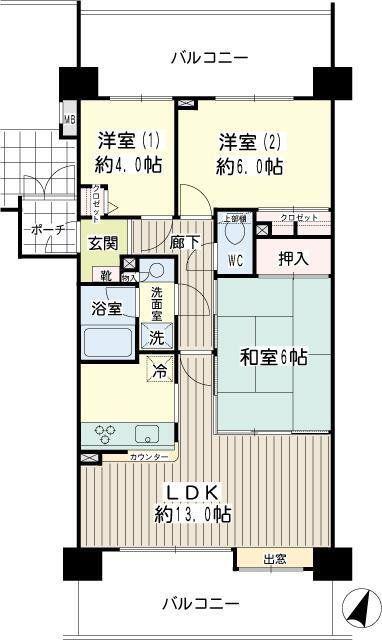 NICESTAGE湘南鵠沼(3LDK/6階)の間取り写真