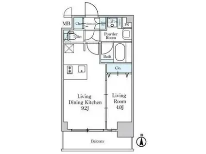 ディームス東陽町II(1LDK/10階)の間取り写真