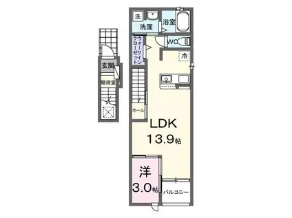 サニーコート小鹿(1LDK/2階)の間取り写真