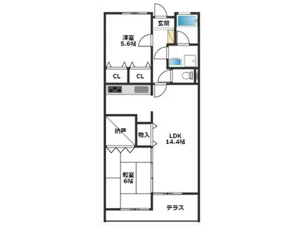 トパーズコート(2LDK/1階)の間取り写真