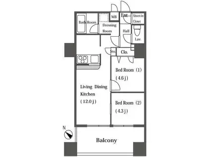 ZOOM横浜SQUARE(2LDK/6階)の間取り写真