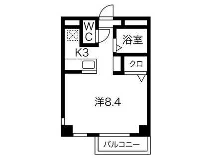 TWIN BUILD(ワンルーム/3階)の間取り写真