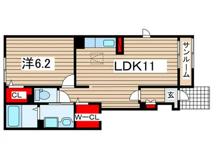 ルミエールA(1LDK/1階)の間取り写真