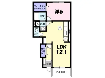 グリーン・エコーII(1LDK/1階)の間取り写真