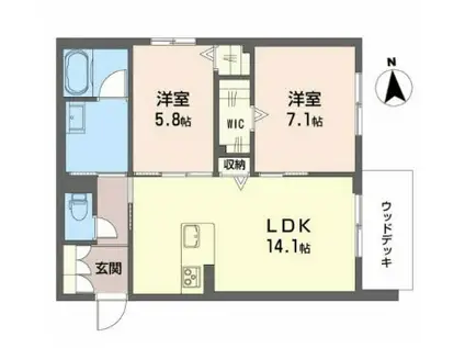 グラン フェリシア MOE(2LDK/1階)の間取り写真