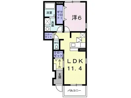 サンフラワー(1LDK/1階)の間取り写真