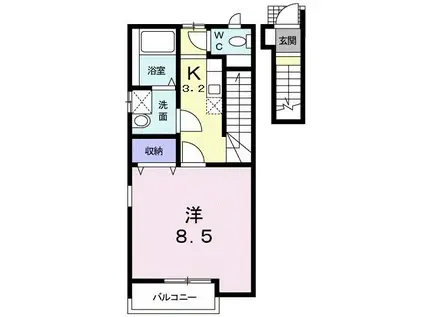 ベル・フラン(1K/2階)の間取り写真