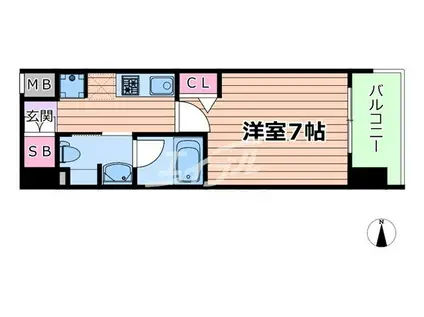 ヴィラセレーノ森小路(1K/7階)の間取り写真