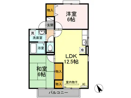 セジュール徳田 A棟(2LDK/2階)の間取り写真