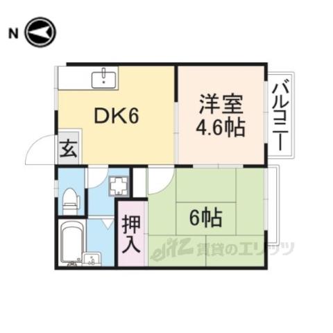 エステートピアオクムラ(2DK/1階)の間取り写真