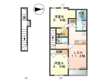 アクロポリスVI(2LDK/2階)の間取り写真
