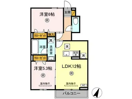 ORTO SOLE(2LDK/1階)の間取り写真